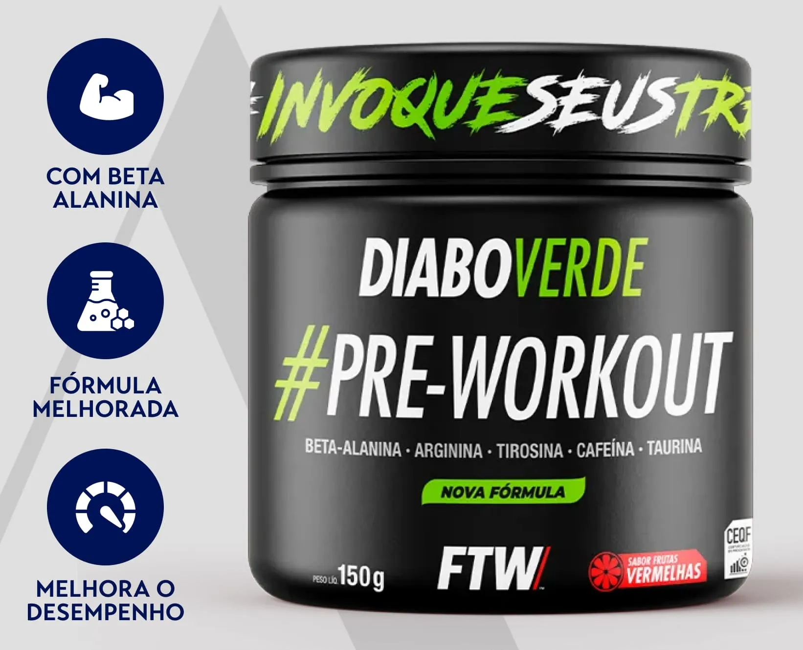 Pré-Treino Frutas Vermelhas | Diabo Verde | FTW | 150g
