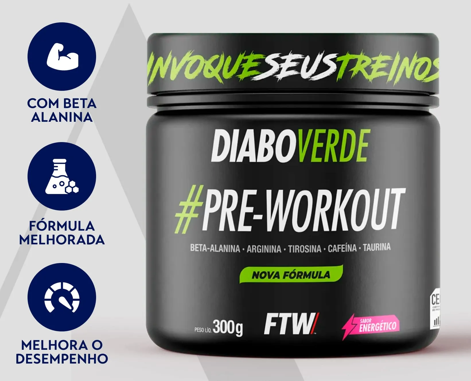 Pré-Treino Energético 300g Diabo Verde | FTW