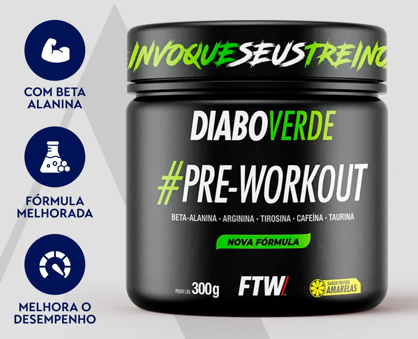 Pré-Treino Frutas Amarelas 300g | Diabo Verde | FTW