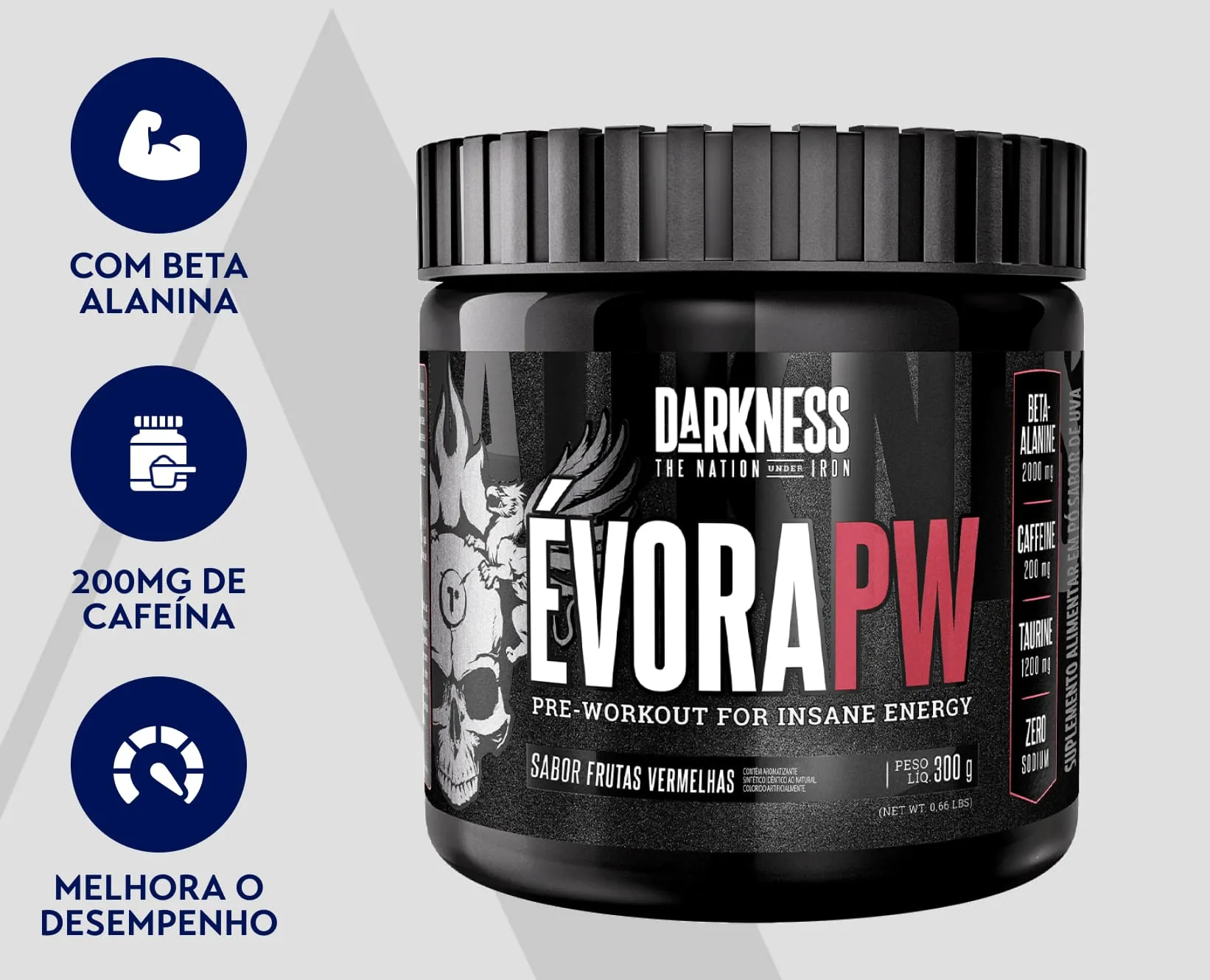 Pré-Treino Évora | Integralmedica | Sabor Frutas Vermelhas | 300g