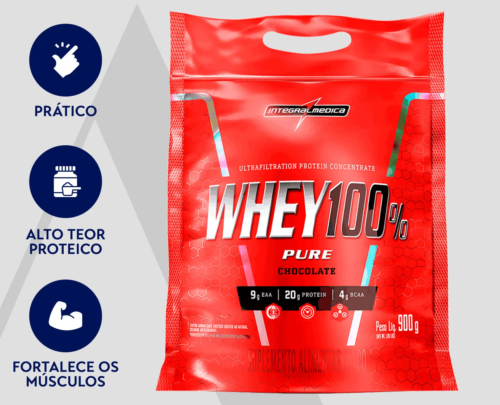 Whey Sabor Chocolate 100% | Integralmedica | 900g (Refil)