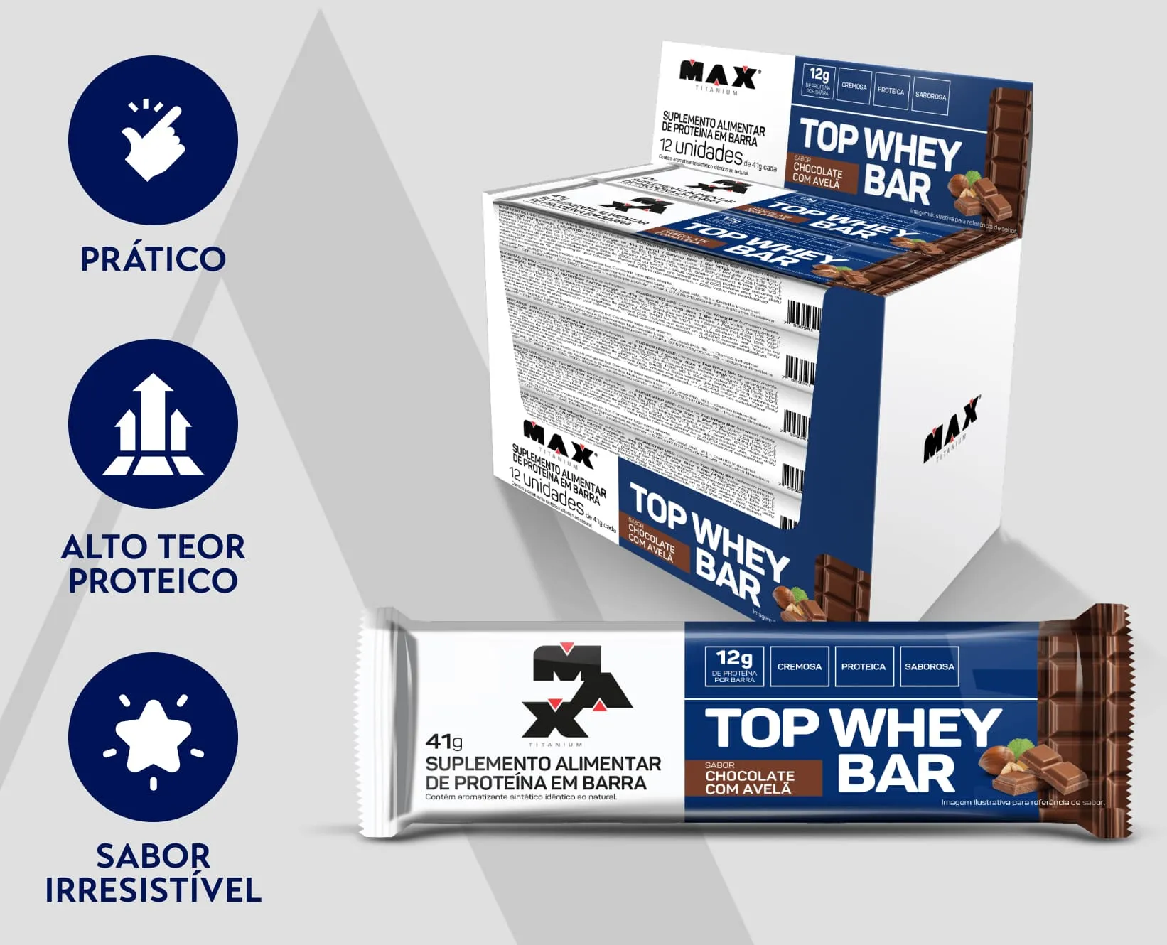 Barrinha proteica Max Titanium, Atlas Suplementos