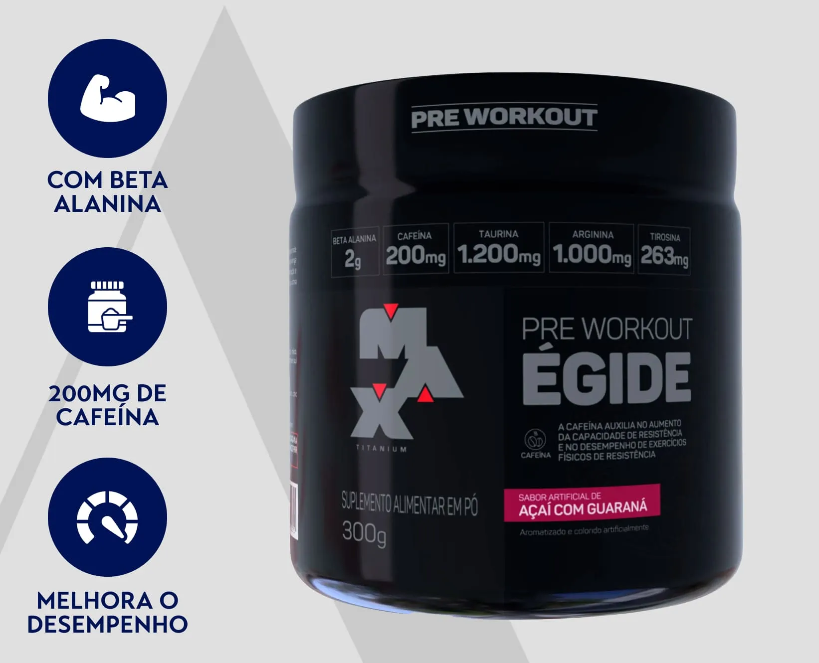 Pré-Treino de Açaí com Guaraná Égide | Max Titanium | 300g