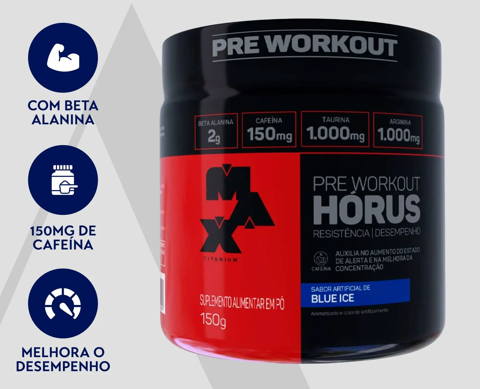 Pré-Treino Blue Ice | Hórus | Max Titanium | 150g