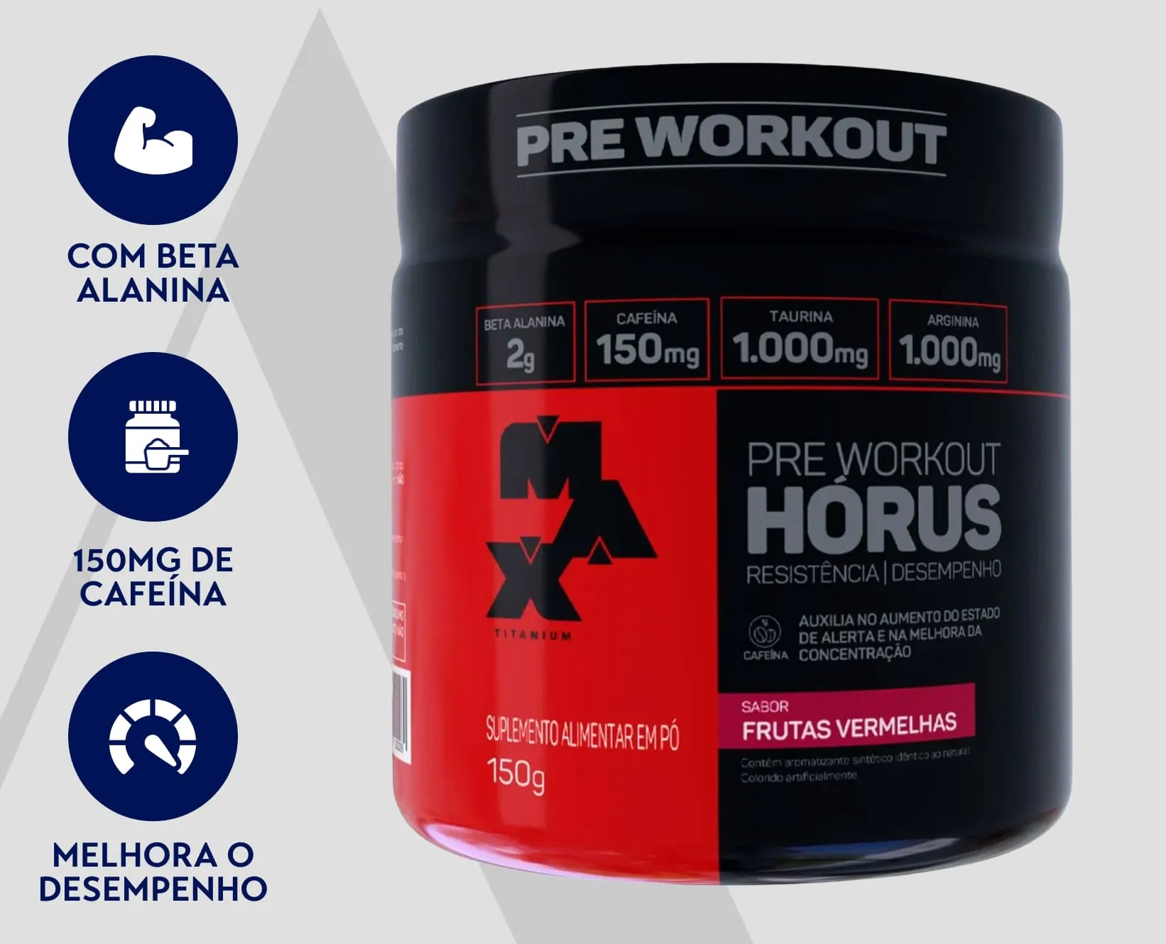 Pré-Treino Hórus Frutas Vermelhas | Max Titanium | 150g