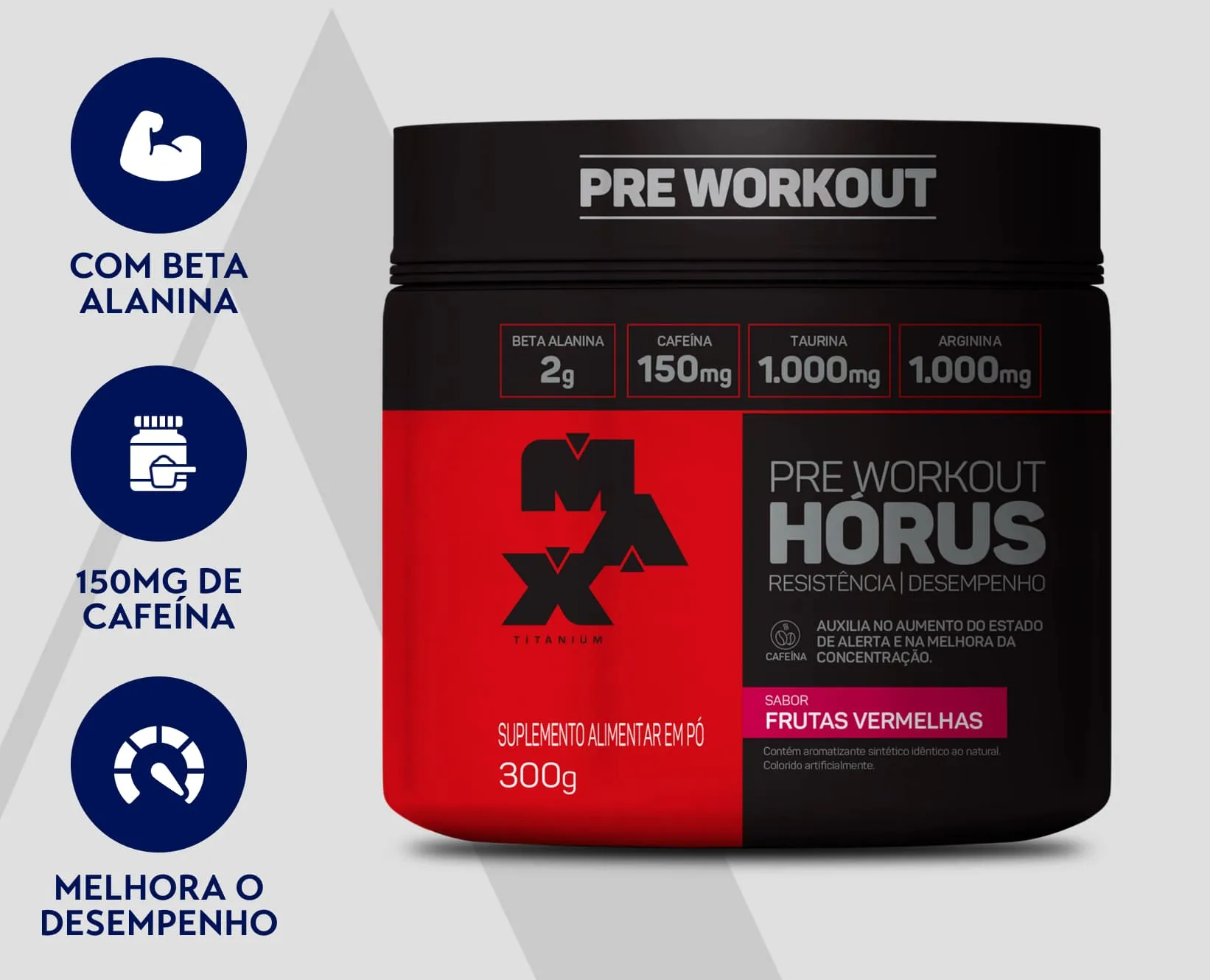 Pré-Treino Hórus Frutas Vermelhas | Max Titanium | 300g