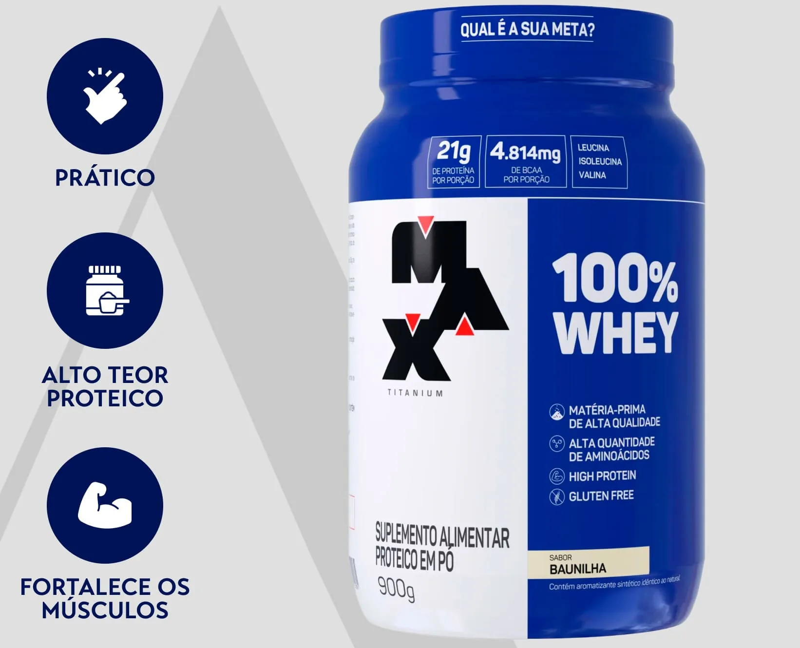 Whey Sabor Baunilha 100% | Max | 900g