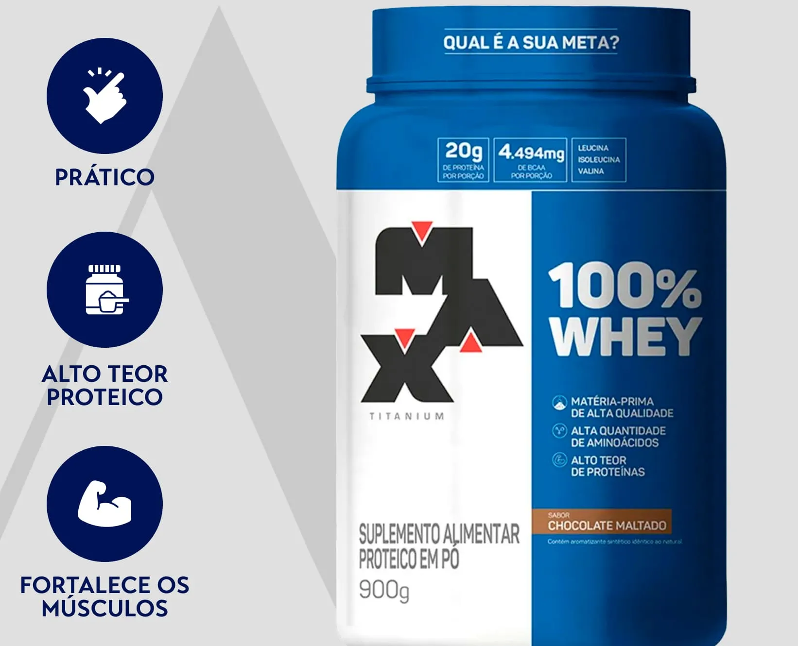 Whey de Chocolate Maltado 100% | Max | 900g