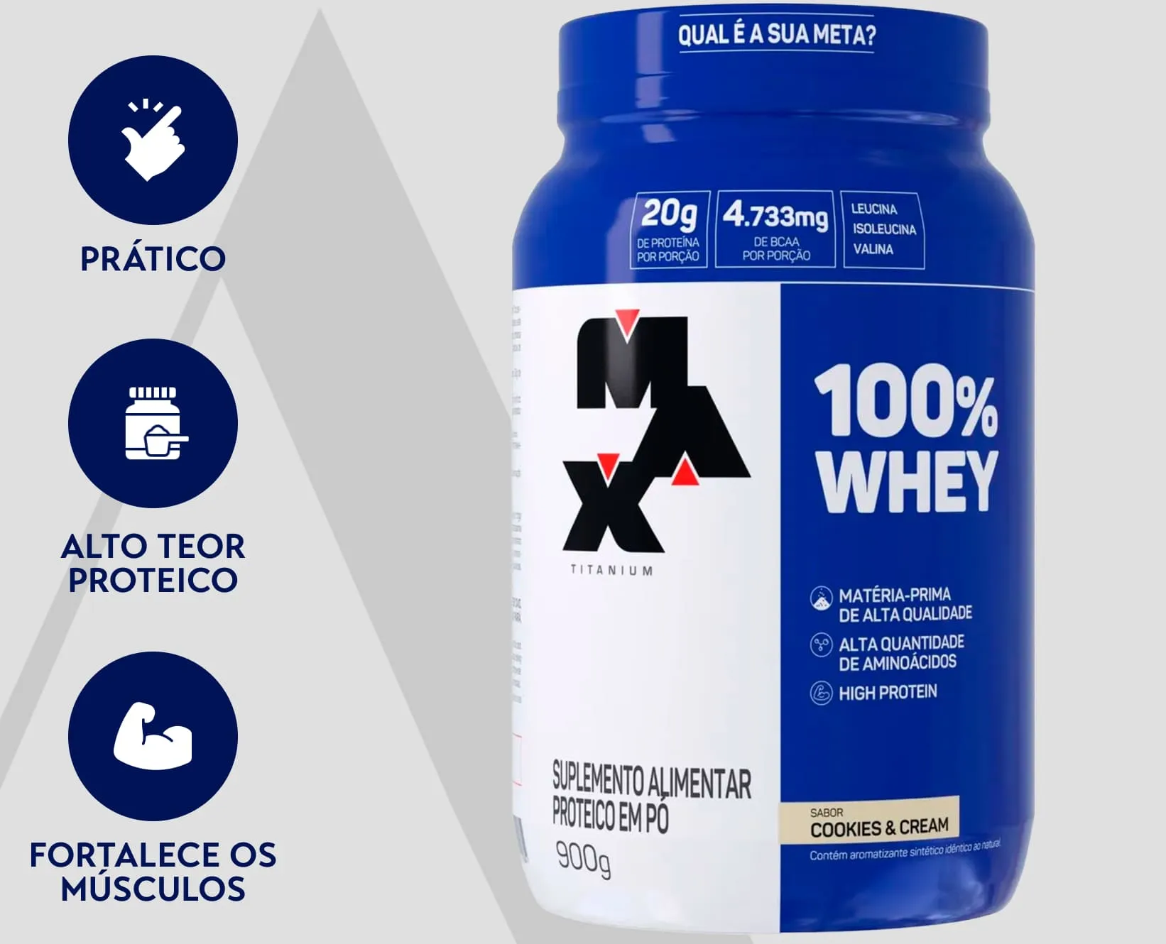 Whey Max Sabor Cookies & Cream | Max | 900g