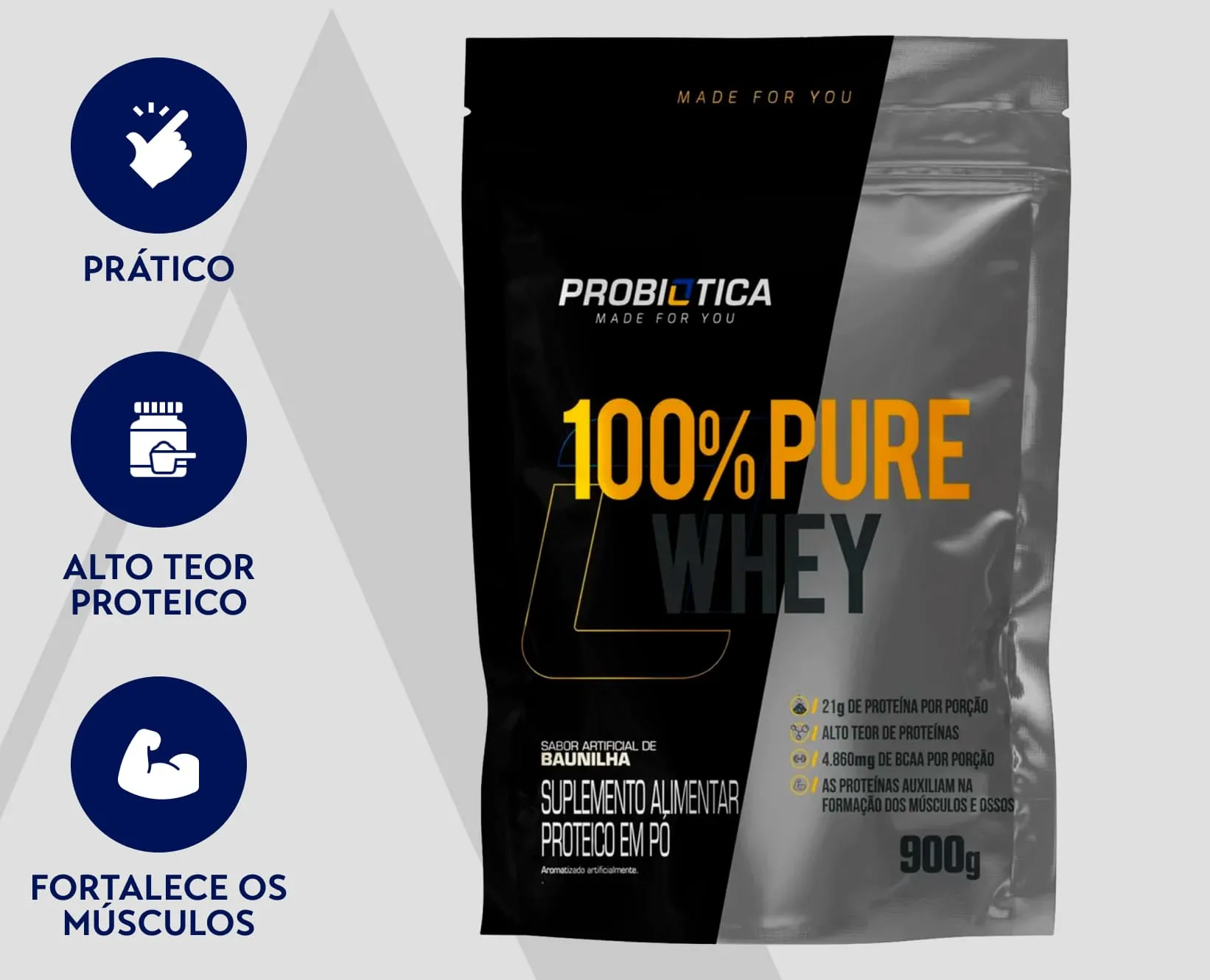 Whey Probiótica Sabor Baunilha | 900g (Refil)