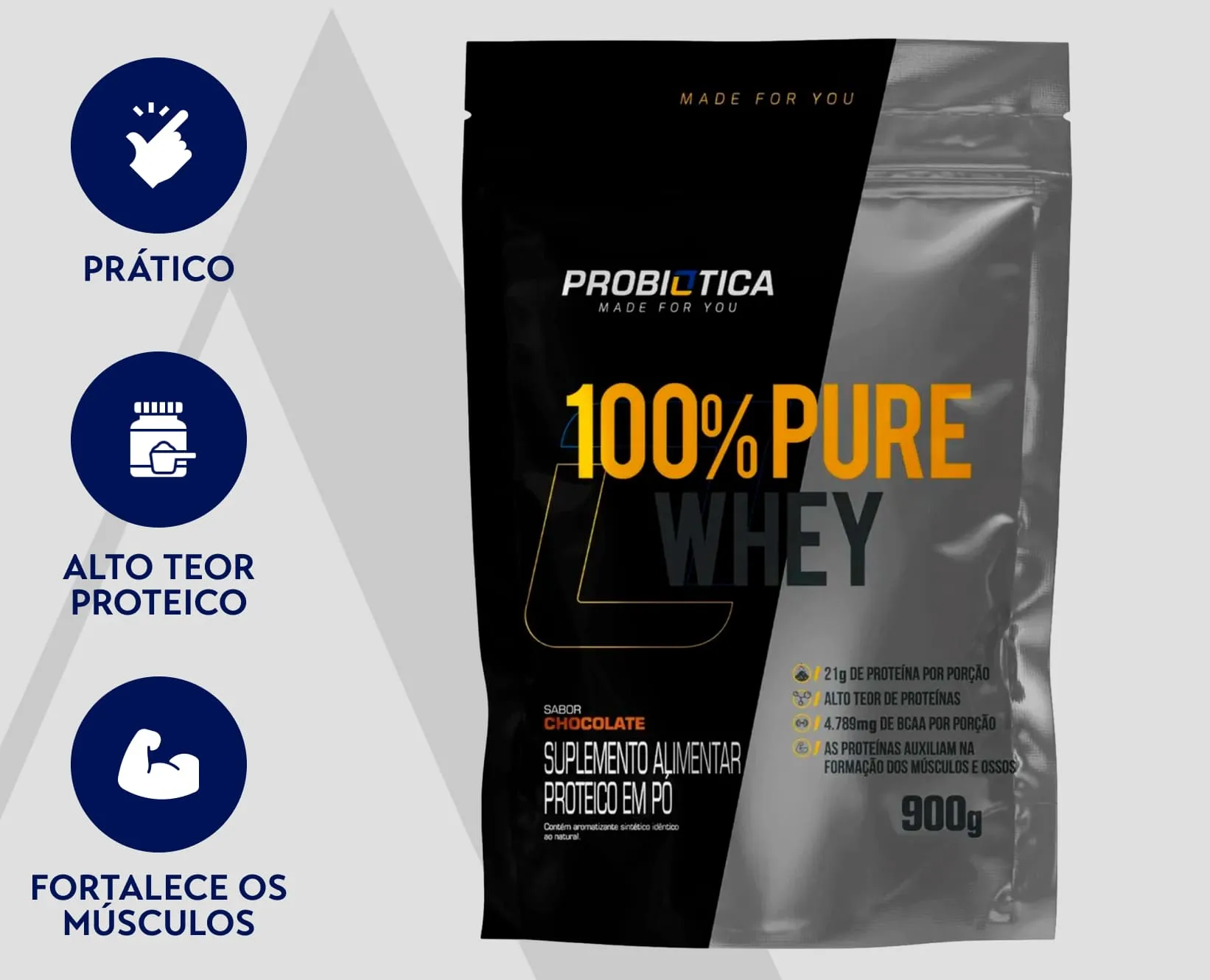 Whey Probiótica Sabor Chocolate | 900g (Refil)