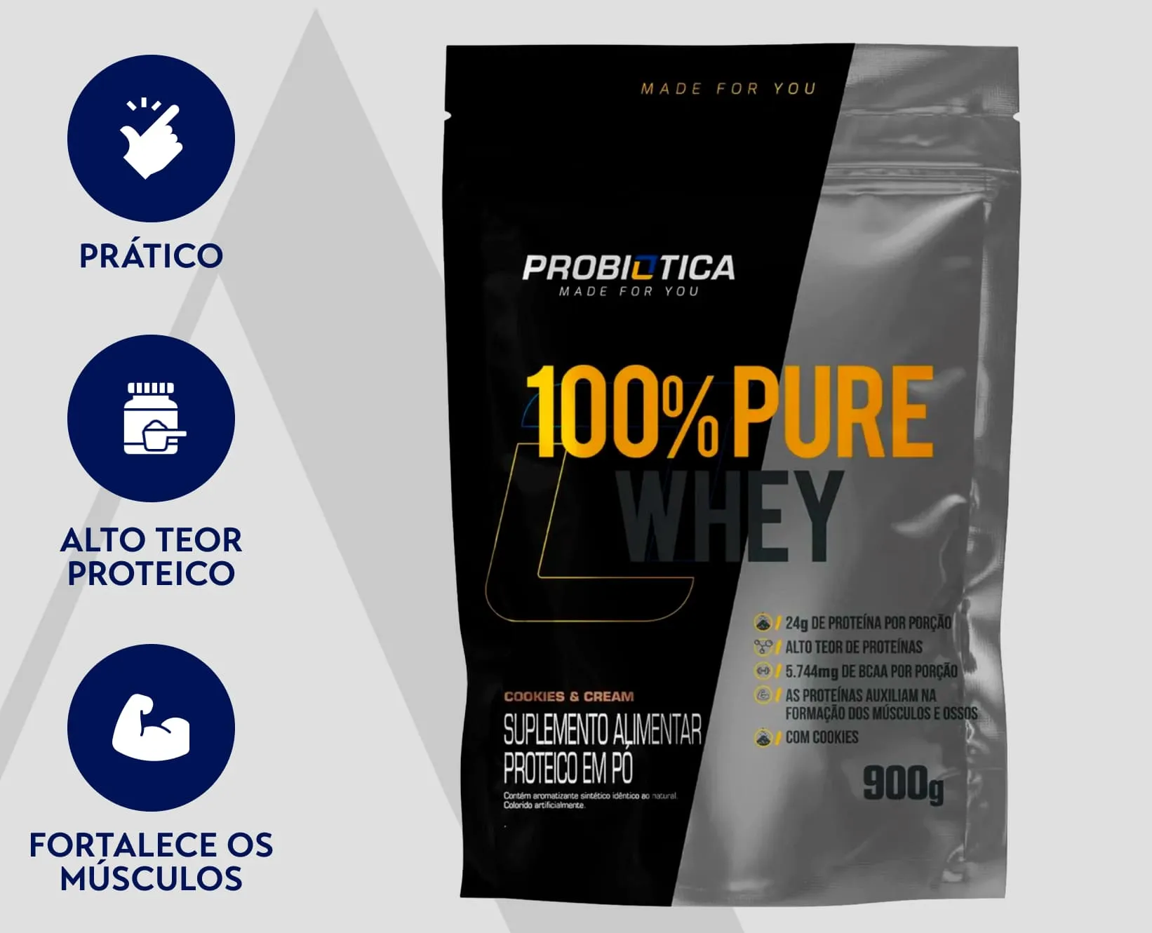 Whey Probiótica Sabor Cookies & Cream | 900g (Refil)